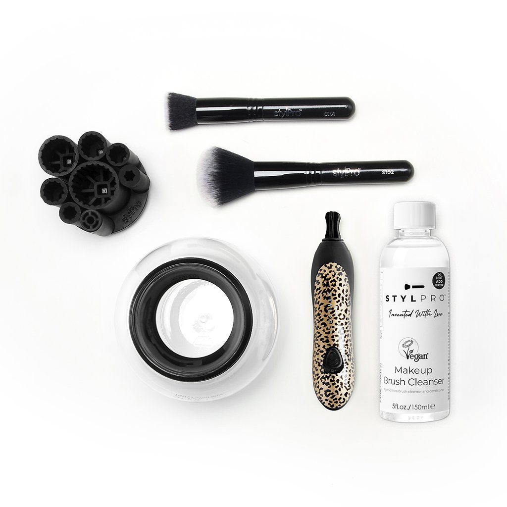 STYLPRO Makeup Brush Cleaner Cheetah Gift Set